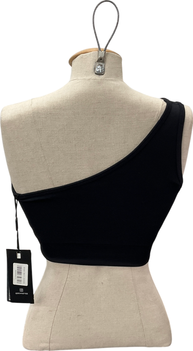 Bo + Tee Black One Shoulder Sports Bra UK M