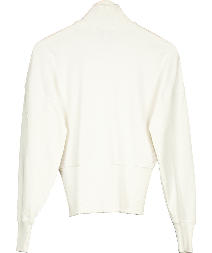 Sweaty Betty White After Class Zip Up Top UK XS