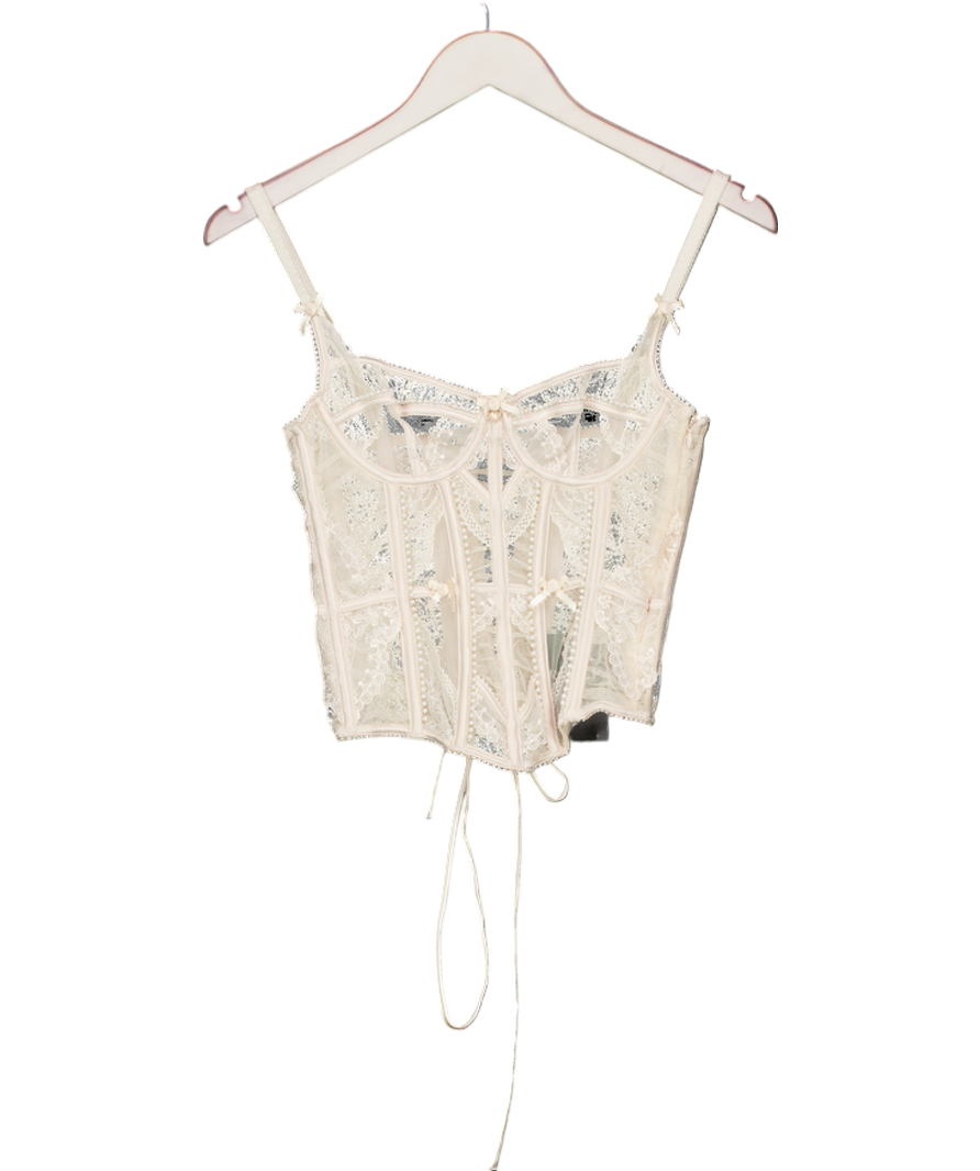 Lounge Underwear Cream Christina Pearl Embellished Corset Top UK XS