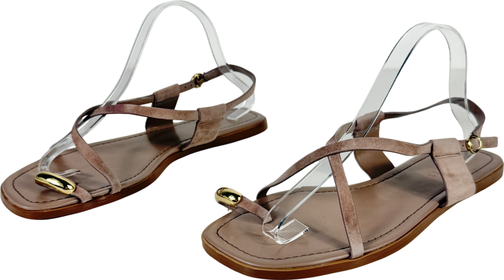 TALBOTS Brown Gena Ring Suede Sandal Color Branch UK 7.5 EU 40.5