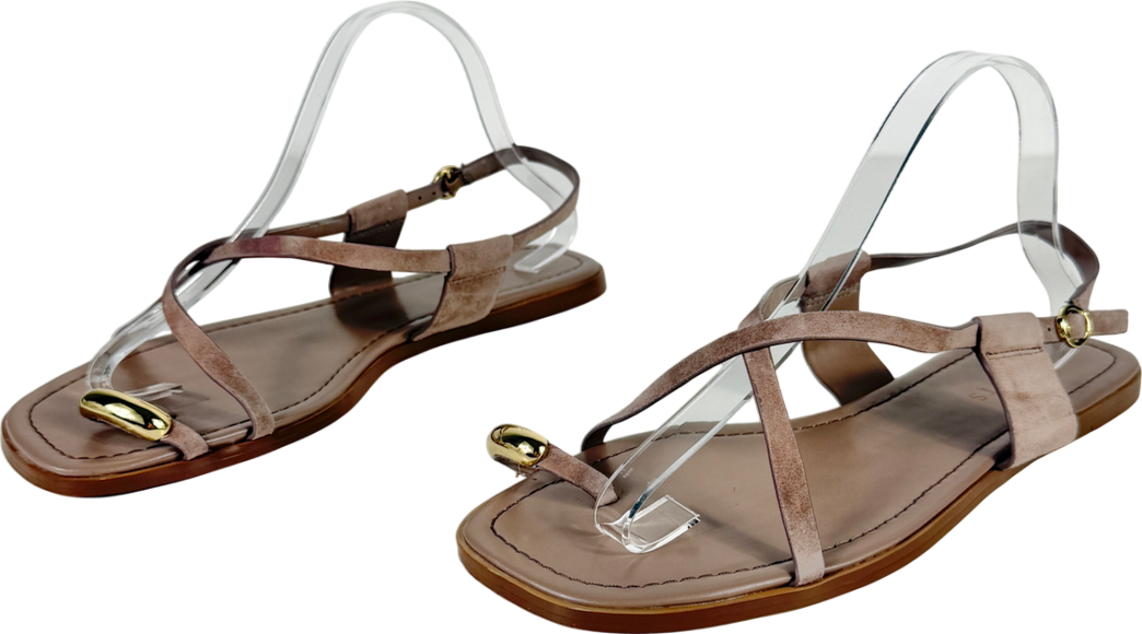 TALBOTS Brown Gena Ring Suede Sandal Color Branch UK 7.5 EU 40.5
