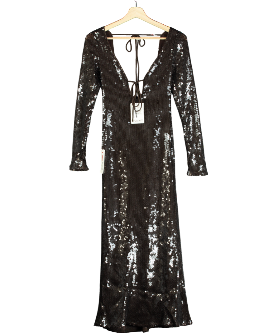 Brown Bardot Sequin Midi Dress UK 8