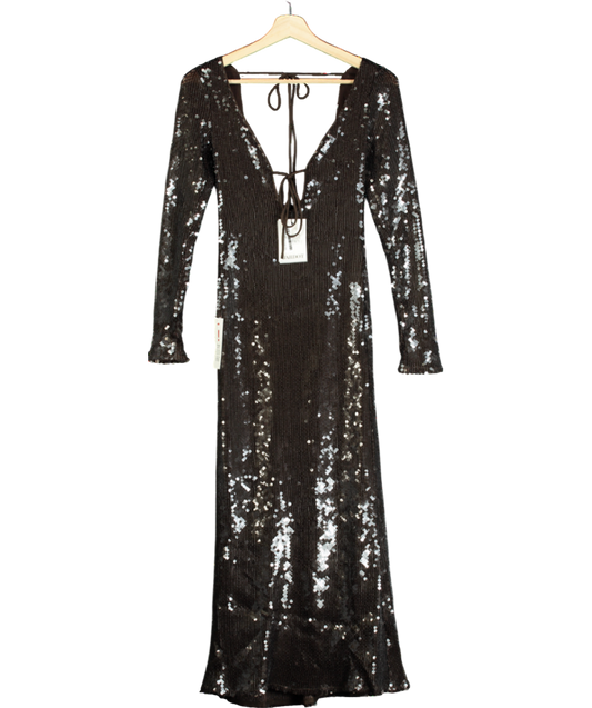 Brown Bardot Sequin Midi Dress UK 8