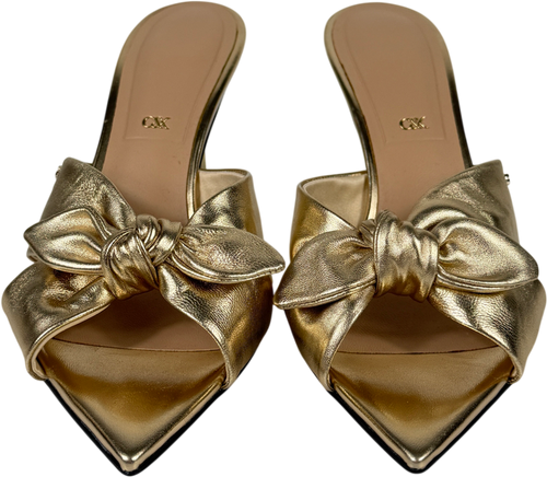 Charles & Keith Jayce Metallic Leather Stiletto Mules - Gold UK 6 EU 39