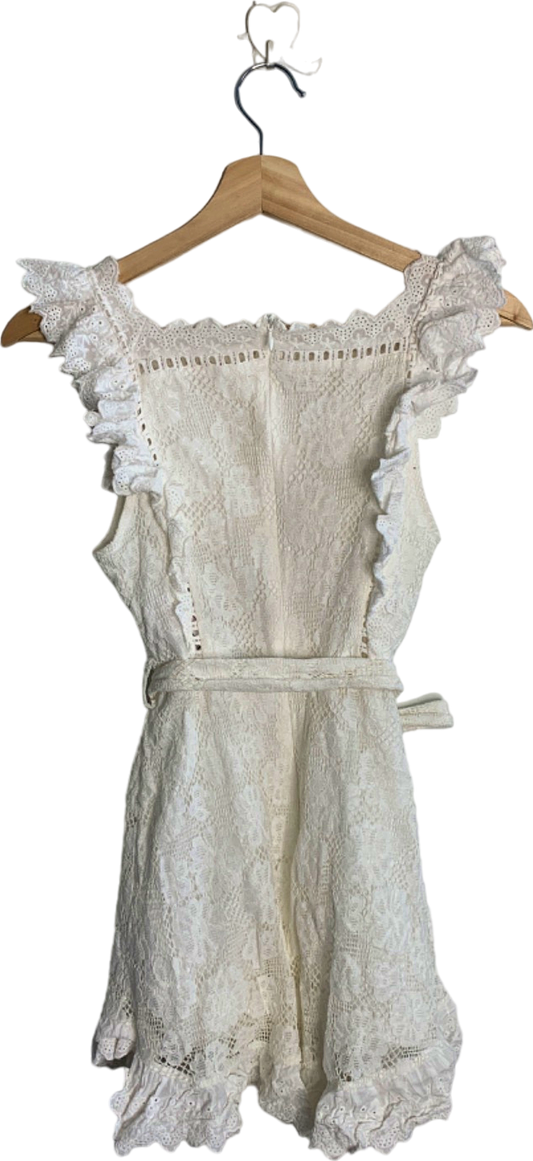 White Lace Ruffle Dress M