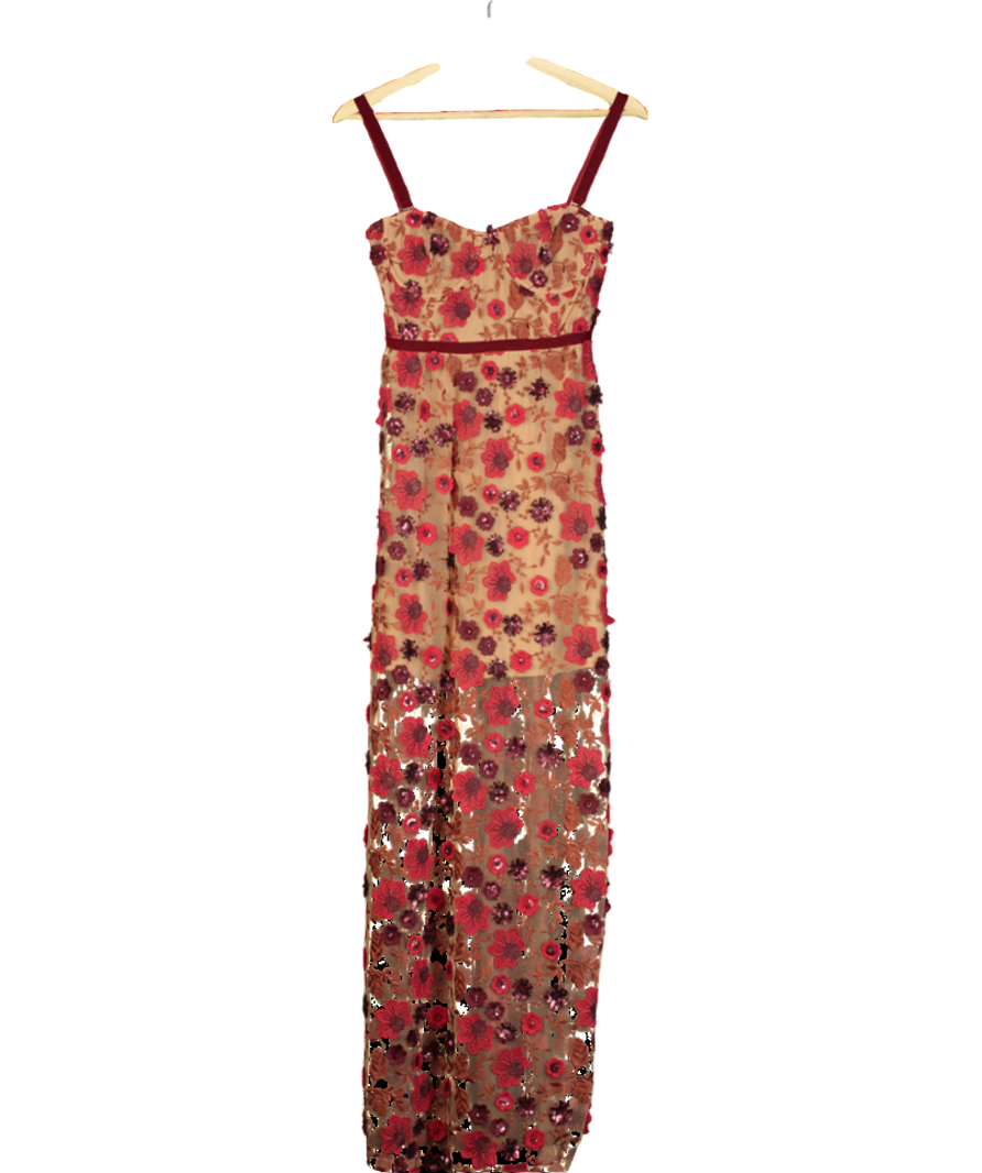 For Love & Lemons Red Beatrice Maxi Dress UK XS