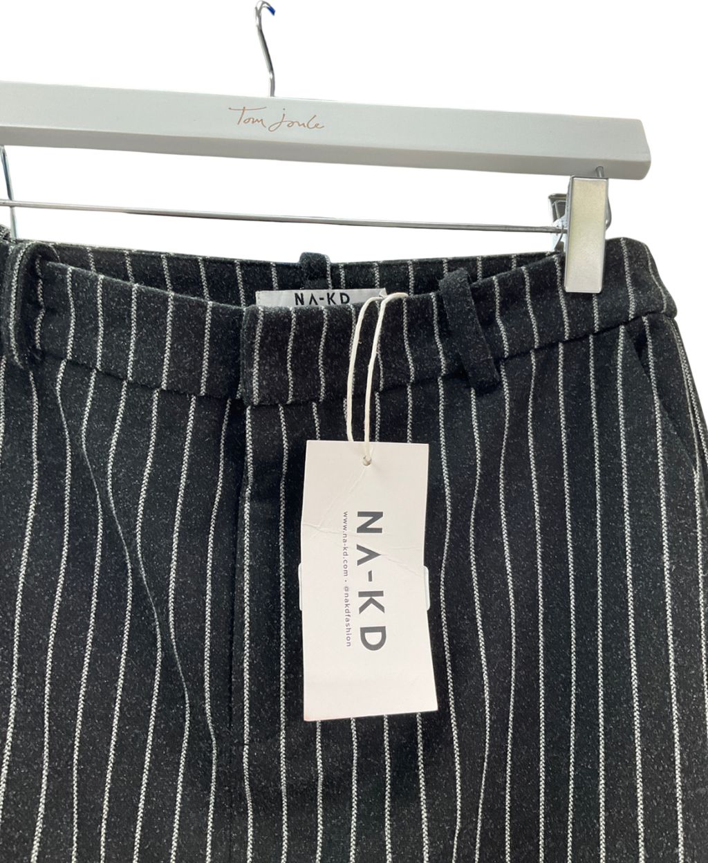 NA-KD Black Pinstriped Maxi Skirt UK 6