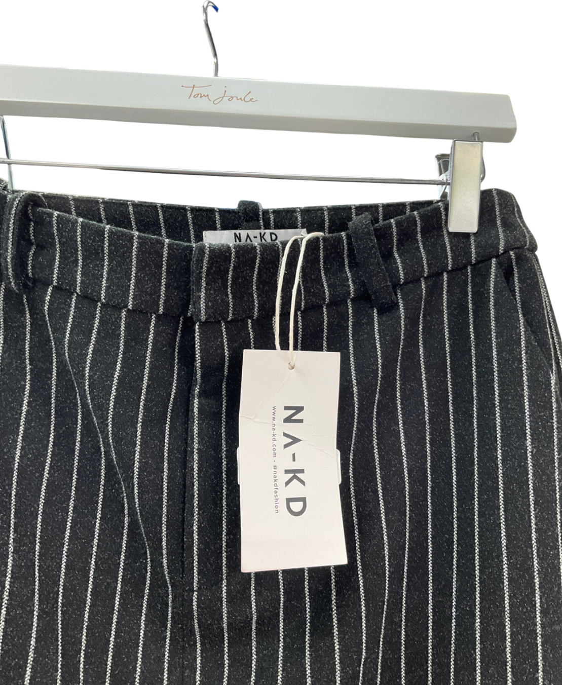 NA-KD Black Pinstriped Maxi Skirt UK 6