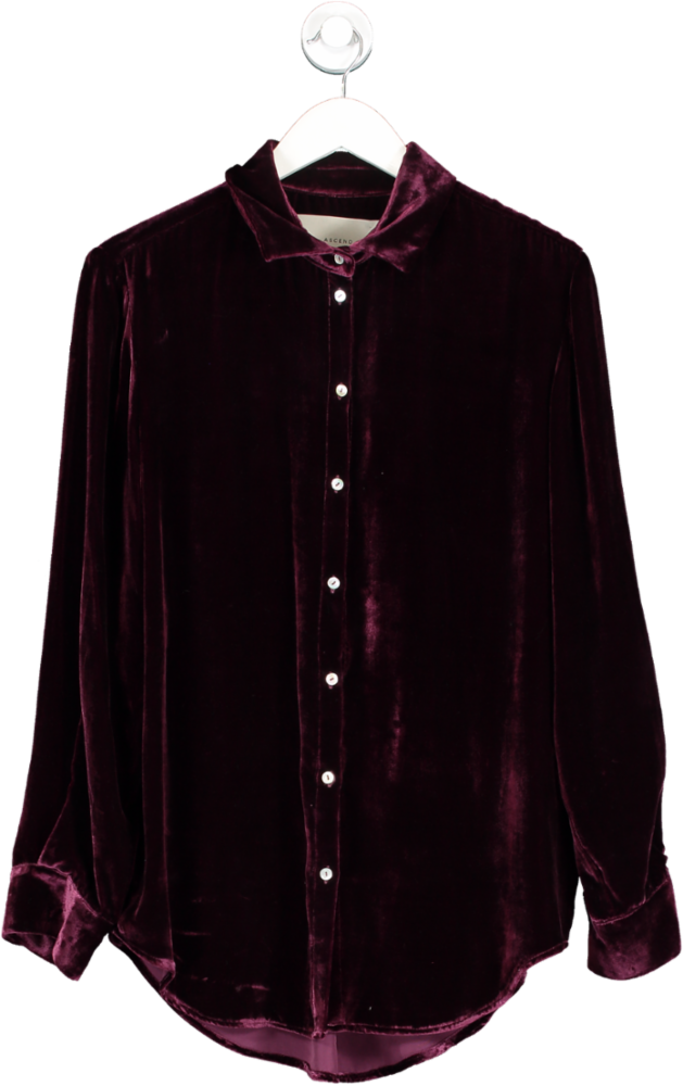 Asceno Purple London Velvet Pajama Top UK S