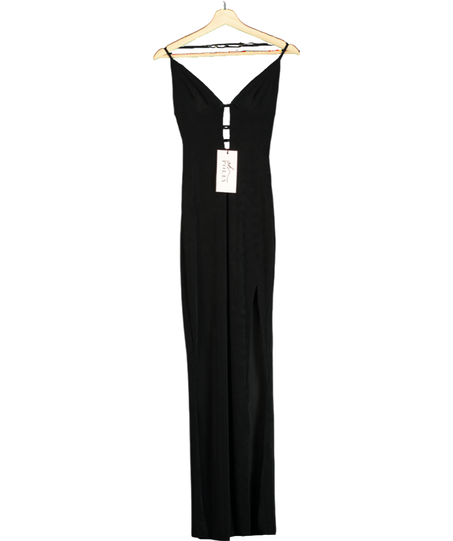Oh Polly Black Cut-out Halterneck Maxi Dress UK M