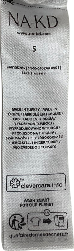 NA-KD White Lace Trousers UK S