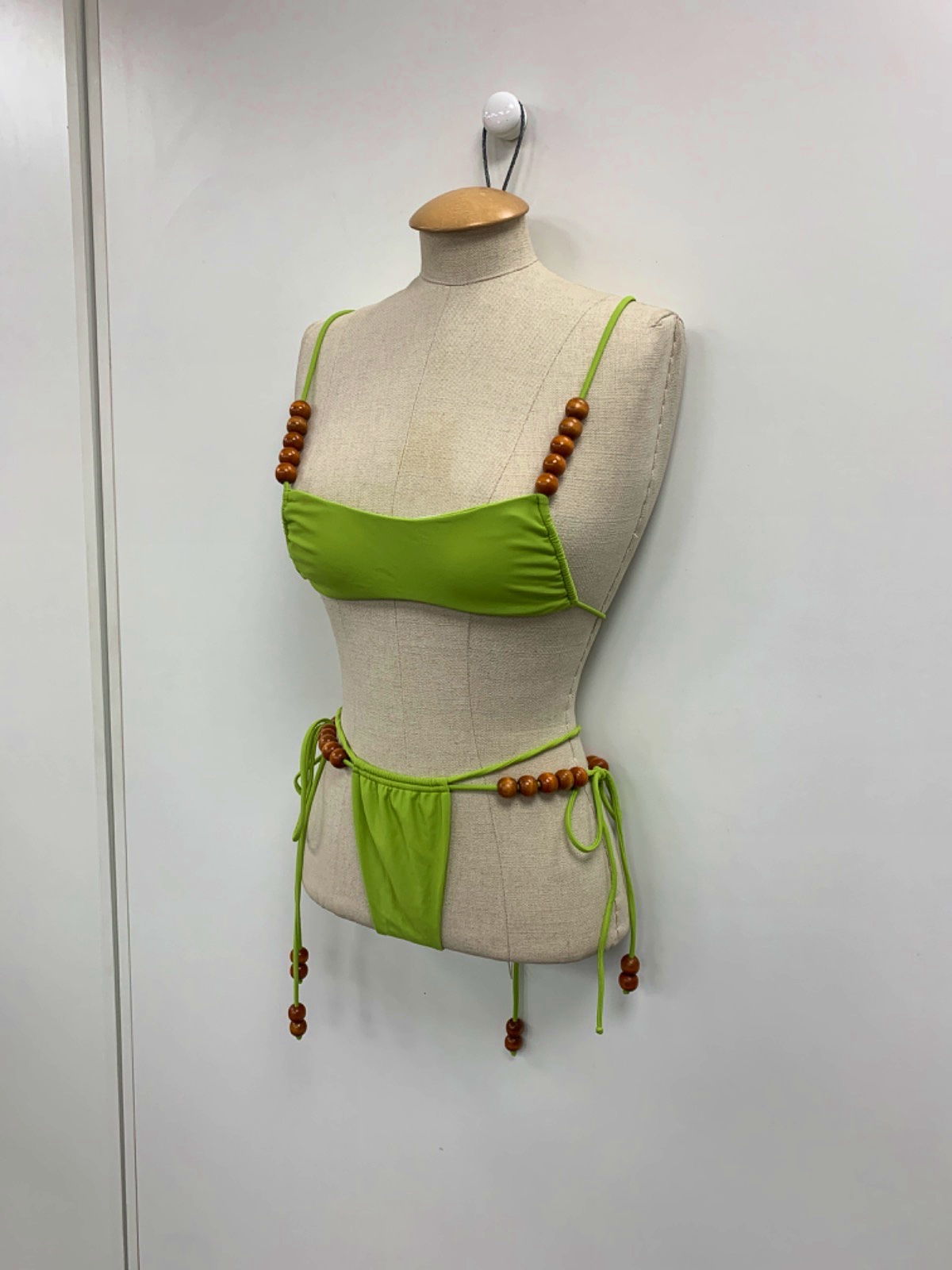 Bare Damsel Green Beaded Bikini Set UK XS