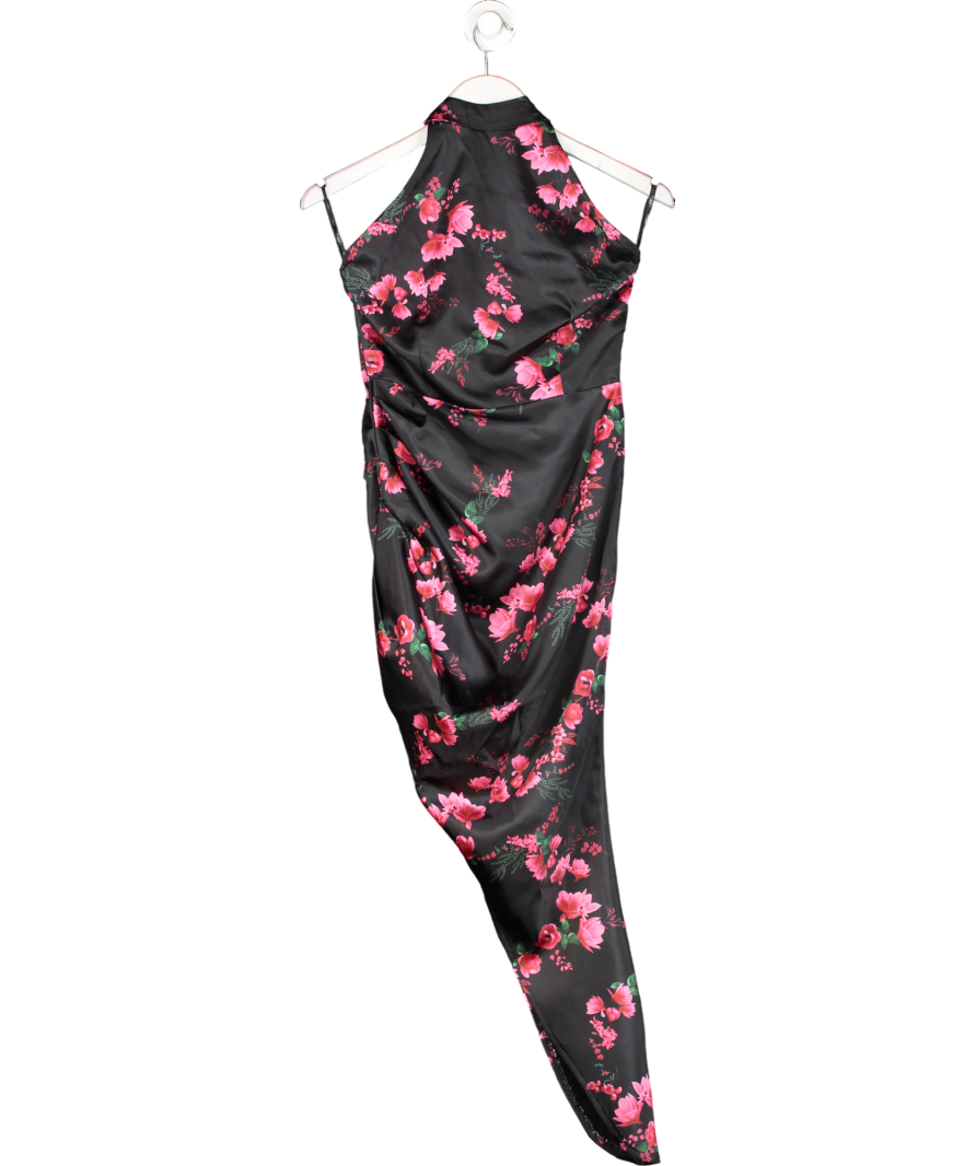 Club L Black Hyla Floral Halter Neck Dress UK 8
