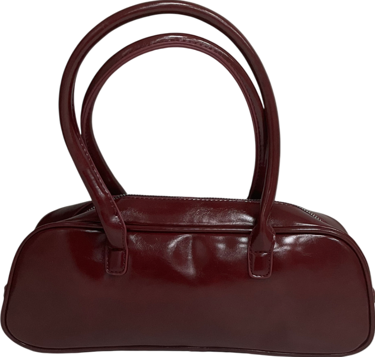 PrettyLittleThing Red Burgundy Patent Pu Baguette Shoulder Bag One Size