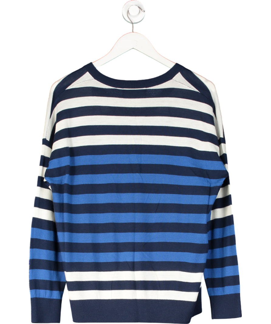 M&S Collection Navy / White Striped V-neck Jumper UK M