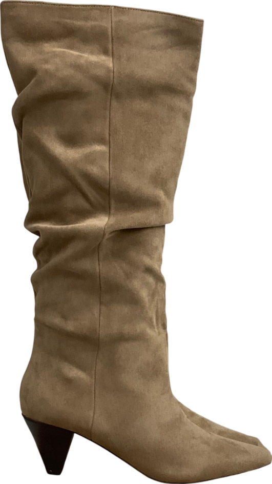 love & roses Beige Camel Mid Heel Ruched High Leg Boot UK 5 EU 38 👠