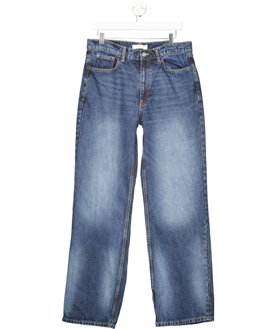 MANGO Blue High Waist Straight Jeans UK 14