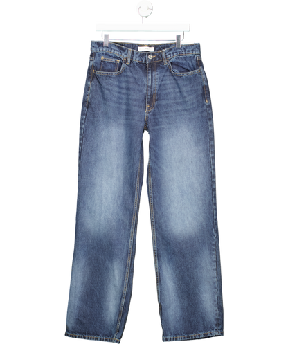 MANGO Blue High Waist Straight Jeans UK 14