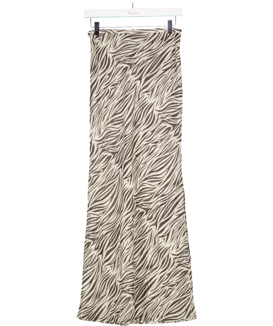 Lioness Black Zebra Print Fishtail Maxi Skirt UK XS