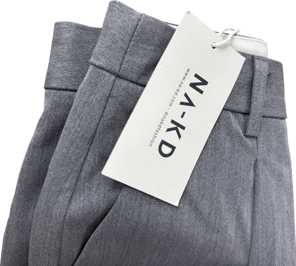 NA-KD Heavy Low Waist Suit Pants Grey UK 8