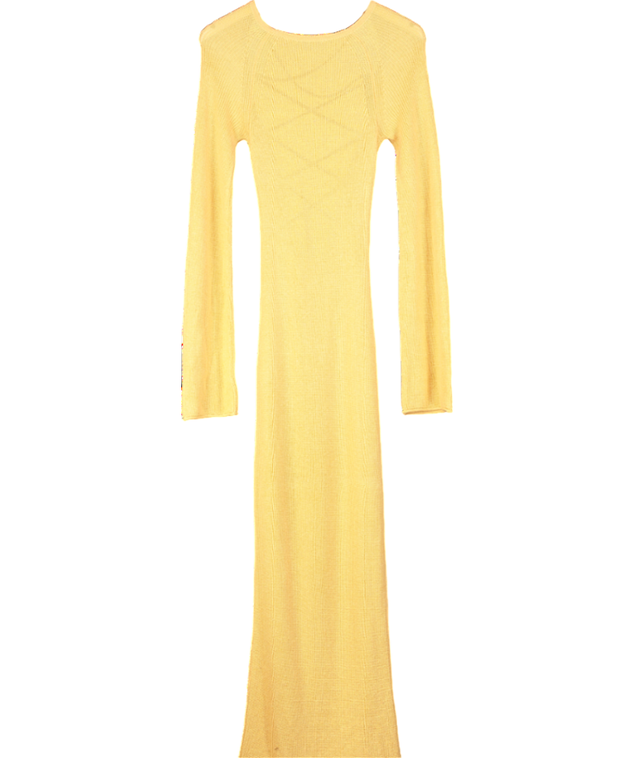 NA-KD Orange Open Back Lace Detail Knitted Maxi Dress UK XS