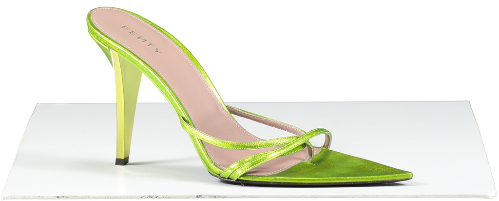 Fenty Metallic Green  T Heel Multi Straps Sandals 105 UK 6 EU 39 👠