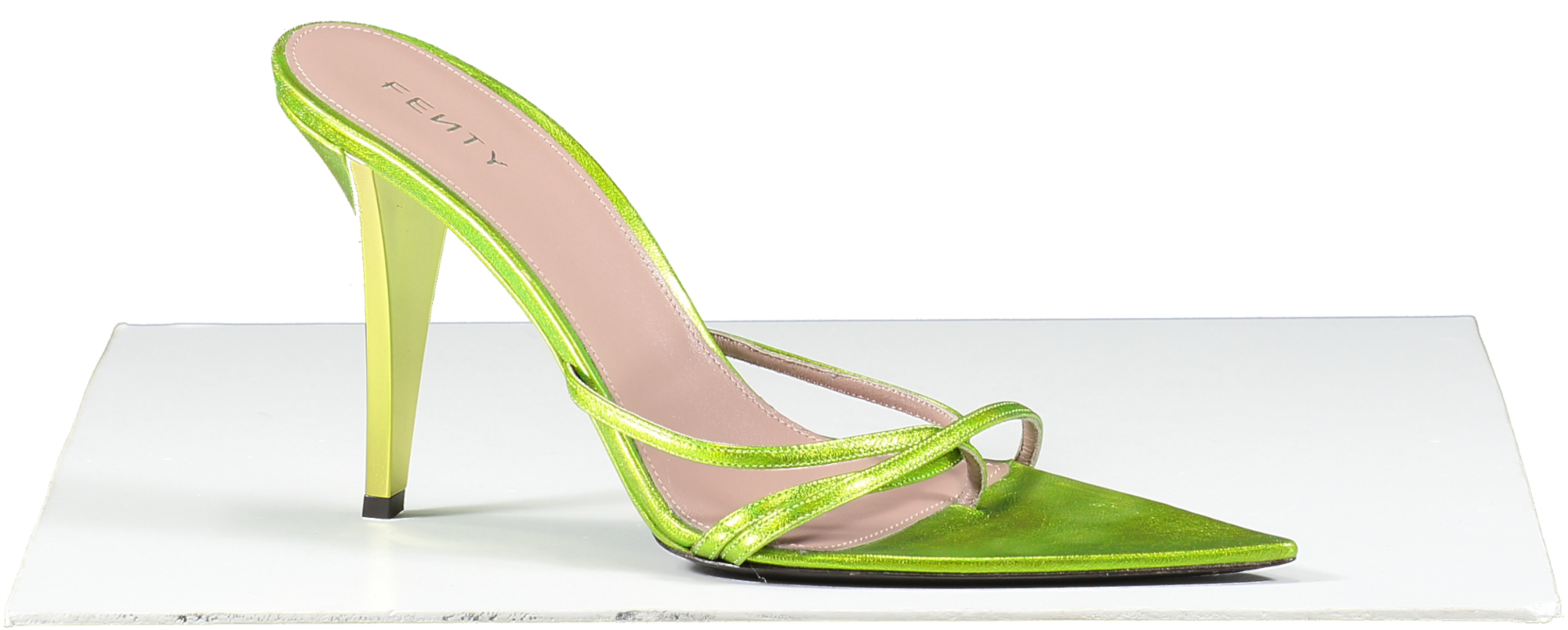 Fenty Metallic Green  T Heel Multi Straps Sandals 105 UK 6 EU 39 👠