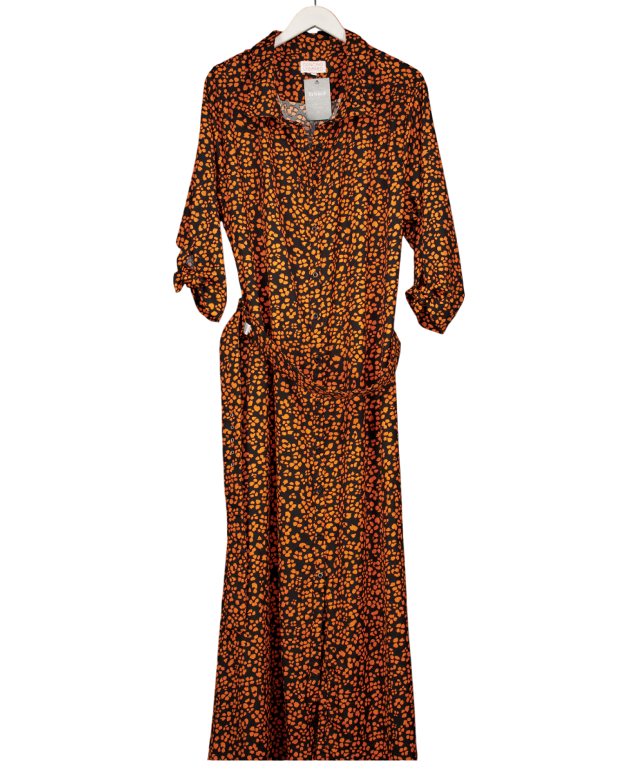 Dancing Leopard Orange Leopard Dove Maxi Shirt Dress UK 24