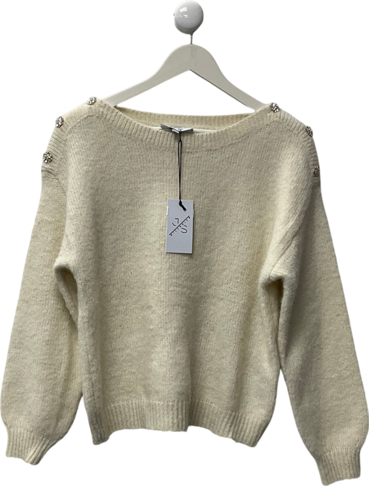 Milleniun Jewelled Cream Knitted Jumper One Size