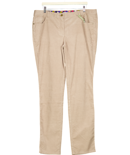 Boden Beige 5 Pocket Corduroy Slim Trousers Long UK 18