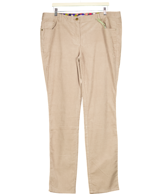 Boden Beige 5 Pocket Corduroy Slim Trousers Long UK 18