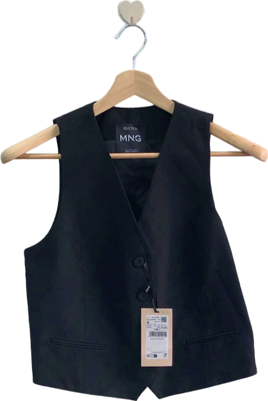 MANGO Black Premium Waistcoat Top UK M