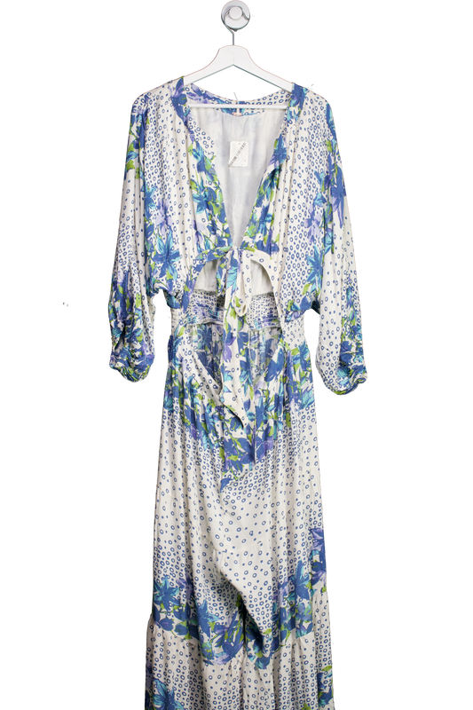 Free People White Tie Front Maxi Dress With Floral Print UK XL