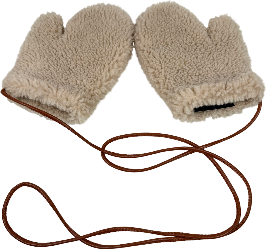 De savary Cream Shearling Mittens One Size
