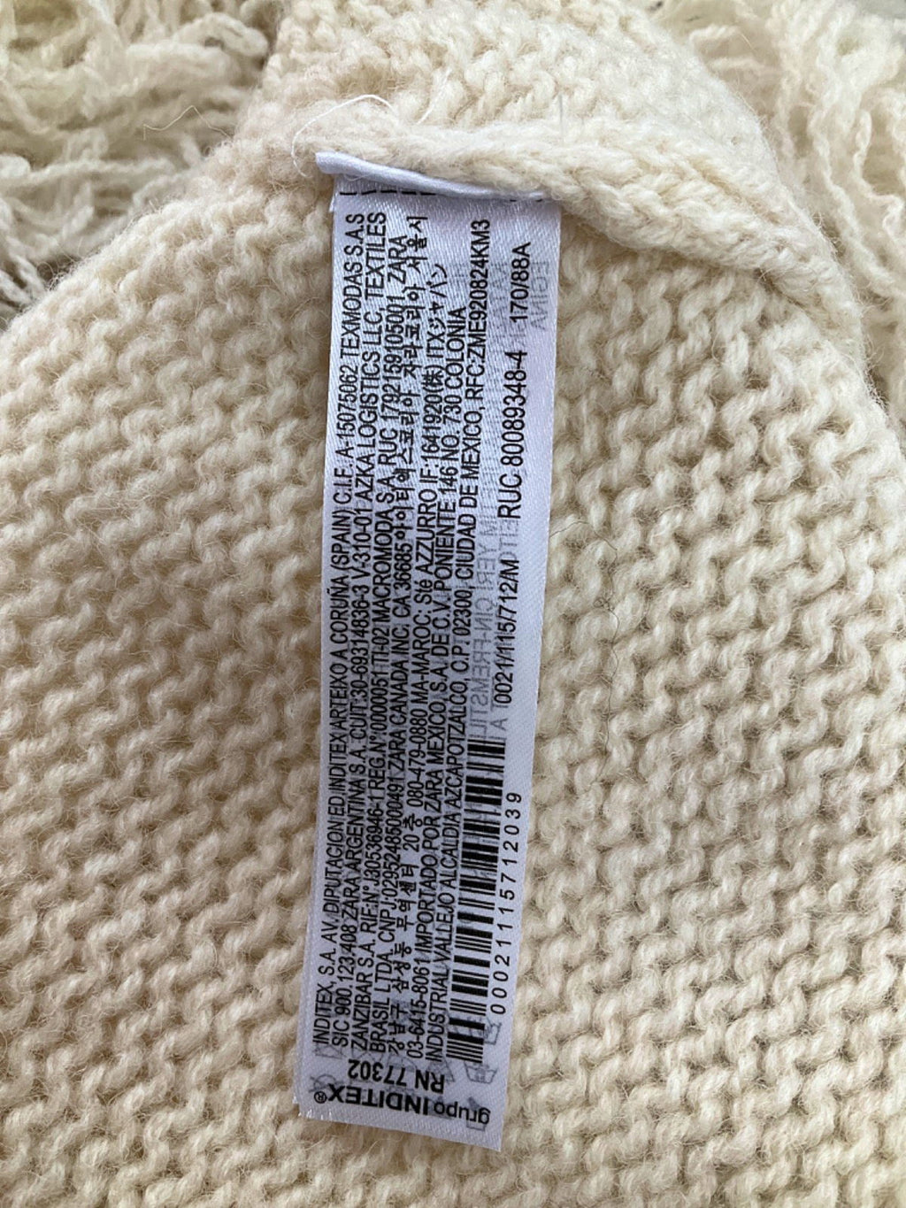 Zara Beige Fringed Knit Jumper UK M