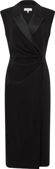 REISS Black Tux Bodycon Midi Dress UK 6