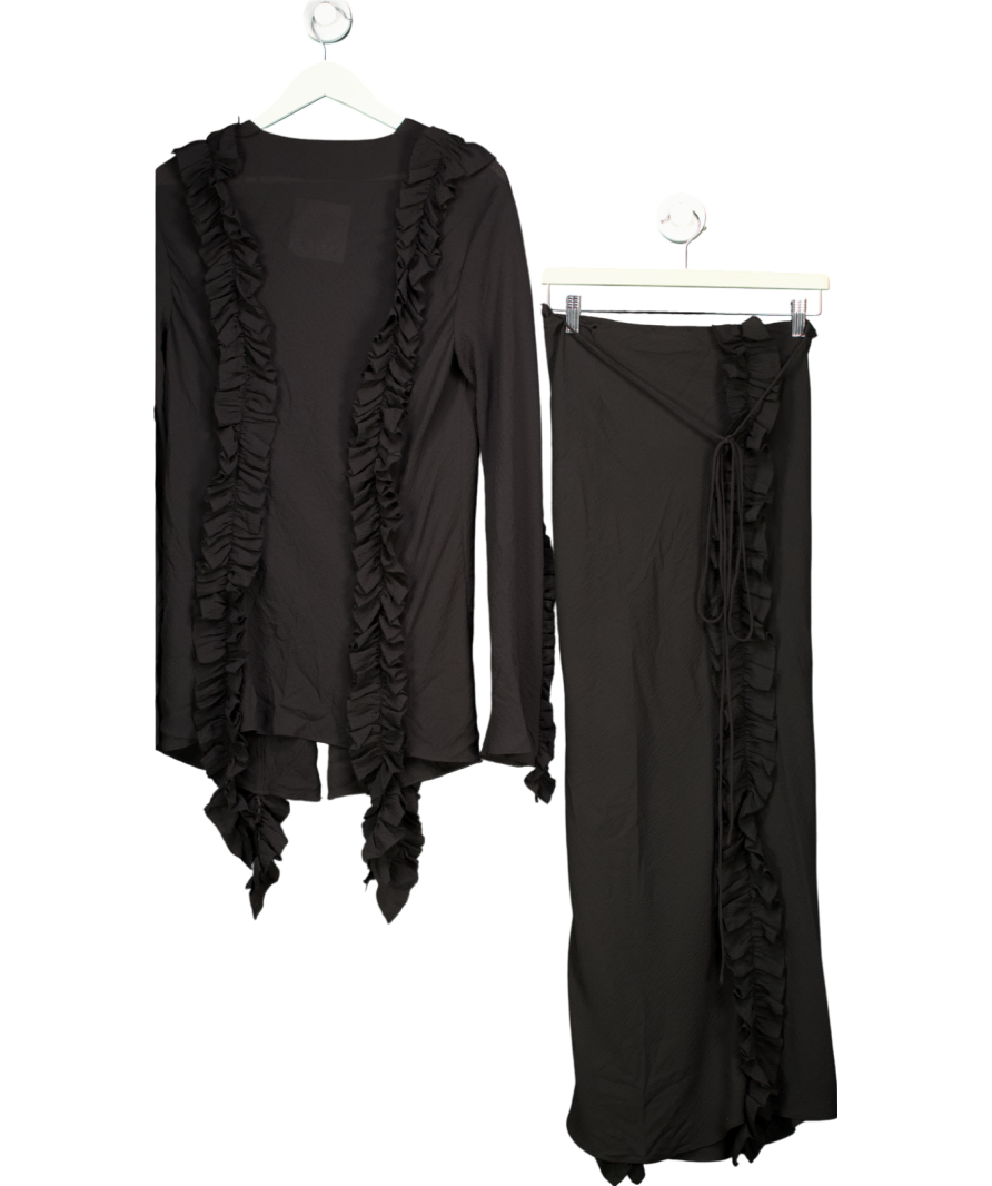 H&M Black Studio Collection Ruffled 2-piece Skirt And Blouse Set UK L