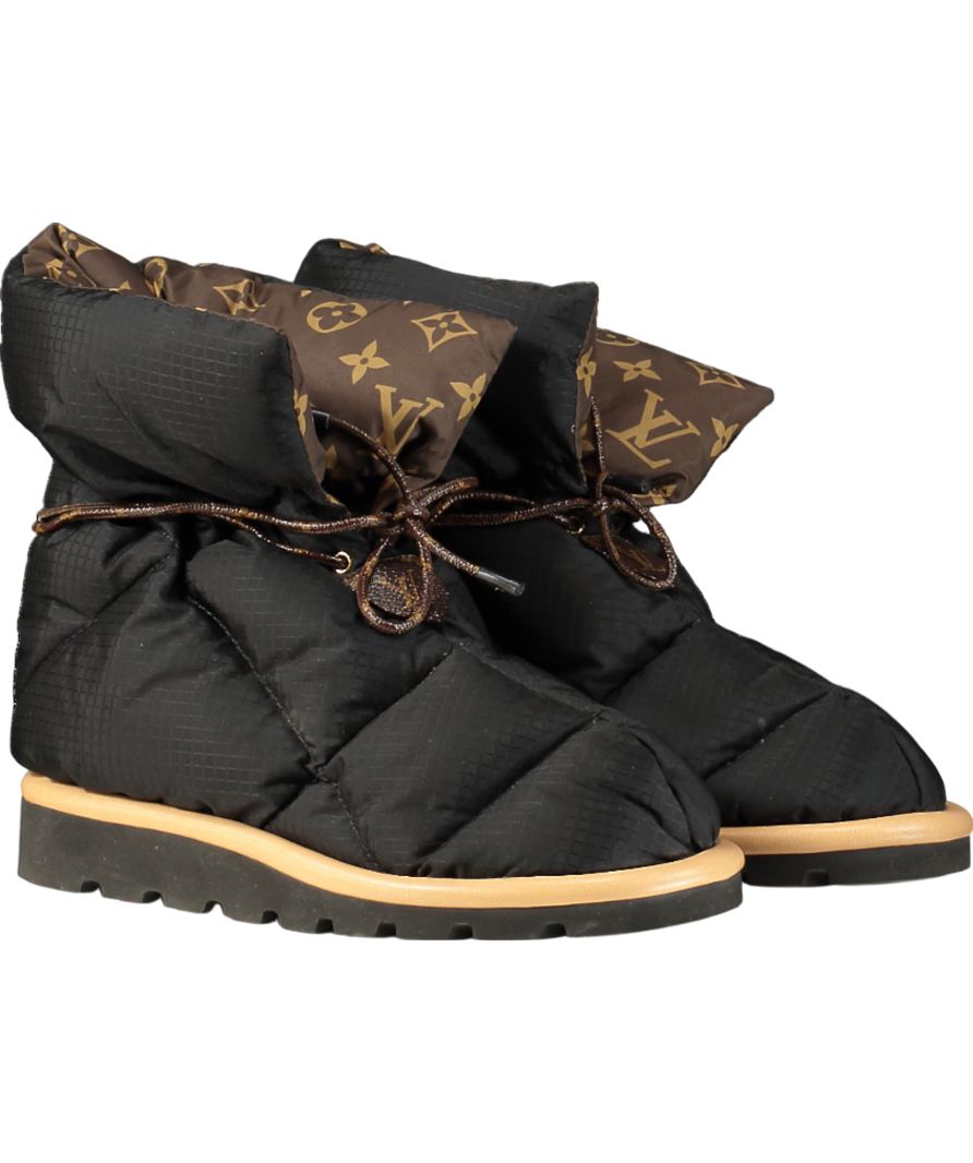 LOUIS VUITTON Black / Monogram Pillow Comfort Ankle Boots UK 2 EU 35 👠