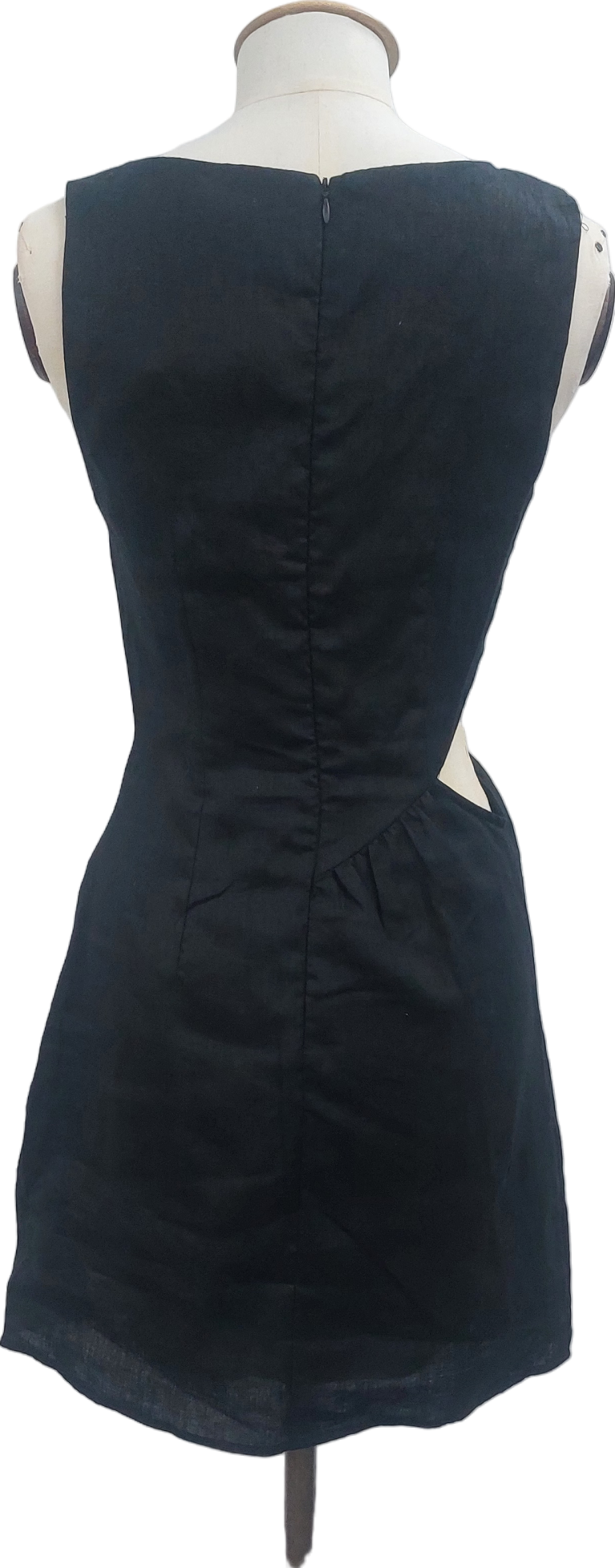 DISSH Black Linen Cut Out Mini Dress UK 8