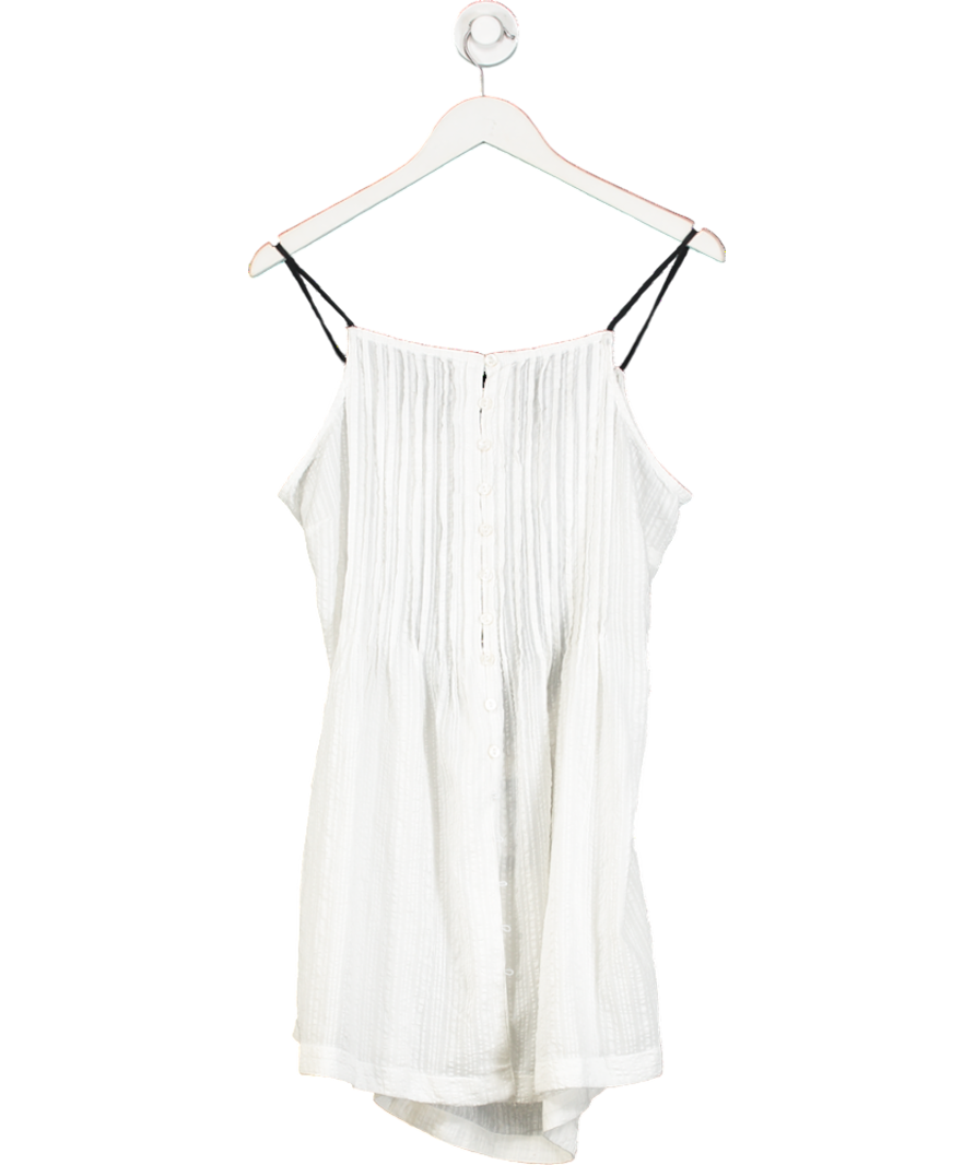 Free People White Open Back Mini Dress With Contrast Tie Detail UK L