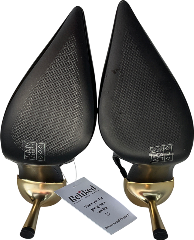 Charles & Keith Black Metallic-heel Pointed-toe Slingback Pumps UK 5 EU 38 👠