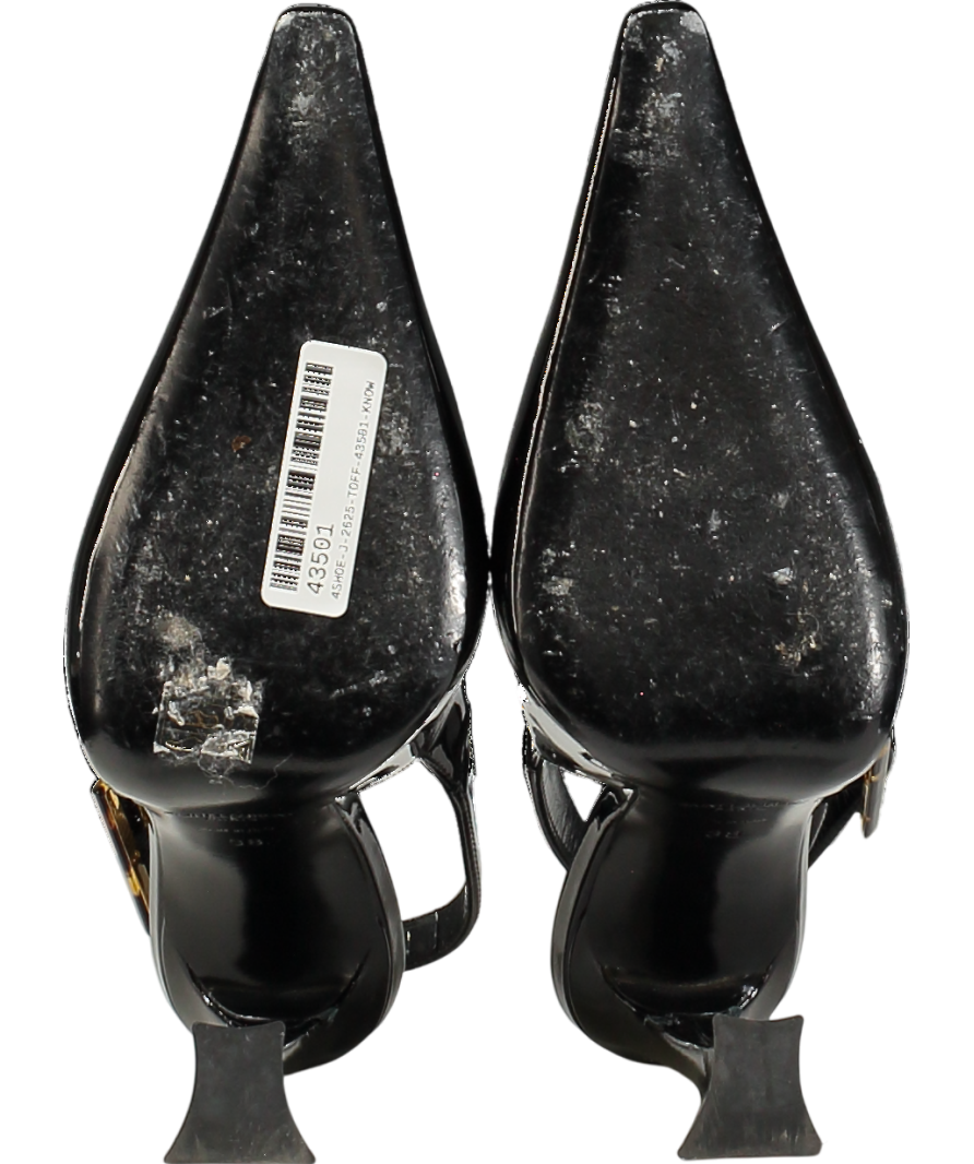 Saint Laurent Black Leather Dune Heeled Slingbacks 110 UK 5 EU 38 👠