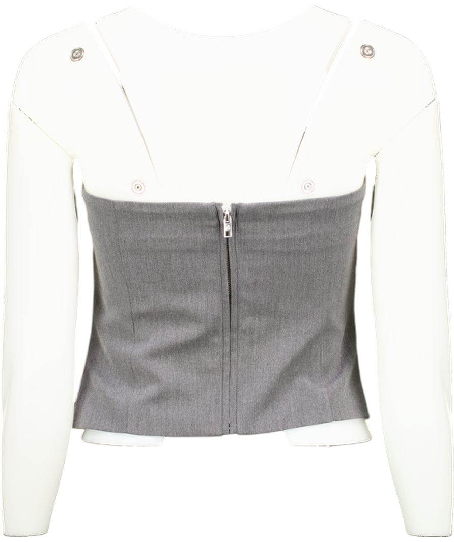 Ann Andelman Grey Pleated Cuffed Bandeau Vest Top UK XS