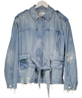 ZARA Blue Belted Denim Jacket UK M