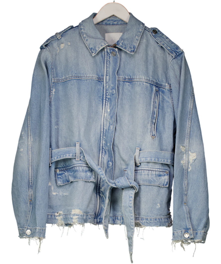 ZARA Blue Belted Denim Jacket UK M