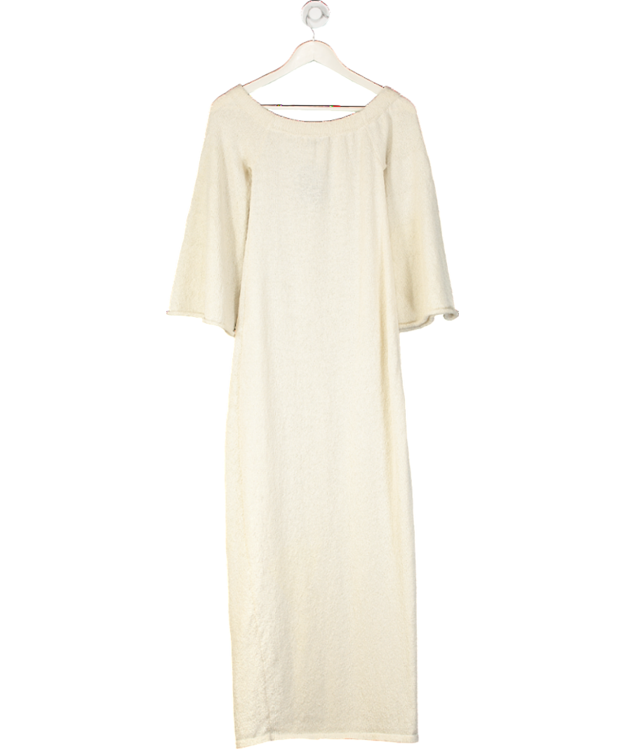 BOA Cream Crochet Knit Off Shoulder Maxi Dress UK XS