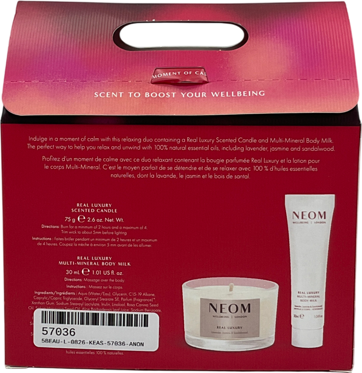 NEOM White Wellbeing Moment Of Calm Candle & Body Lotion Gift Set