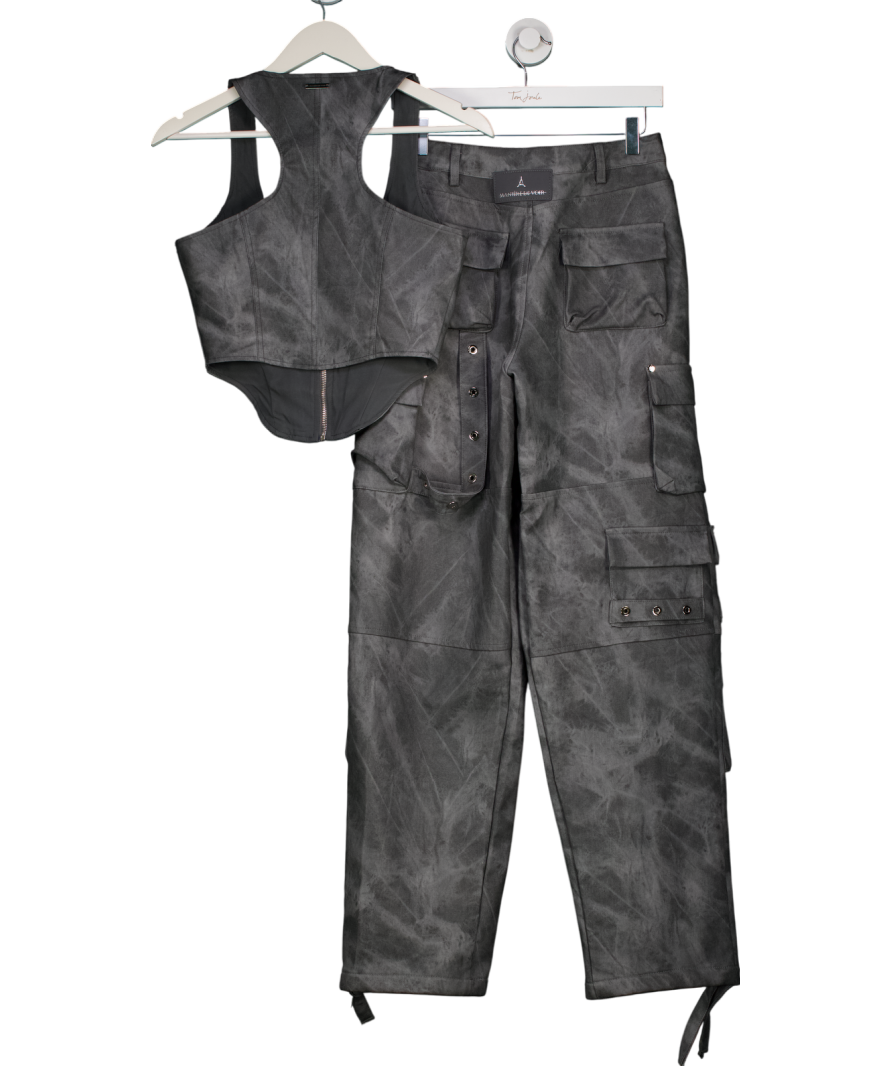 maniere de voir Grey Marble Leather Corset Top And Cargo Trousers UK 8