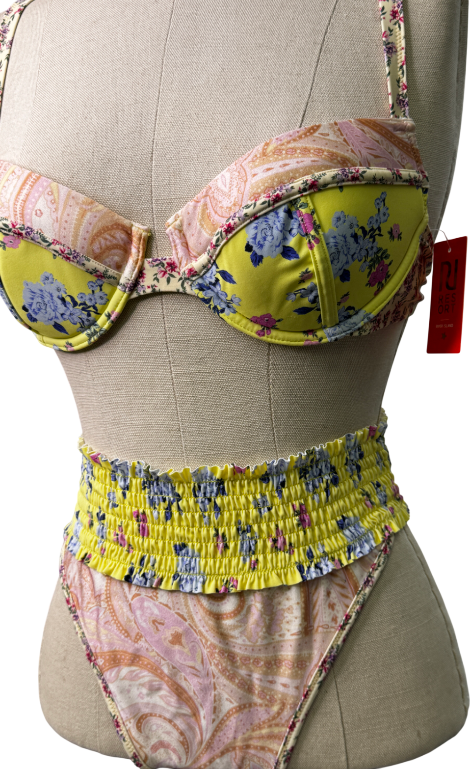 River Island Multicoloured 2-piece Floral Banded Bikni Set UK S/M