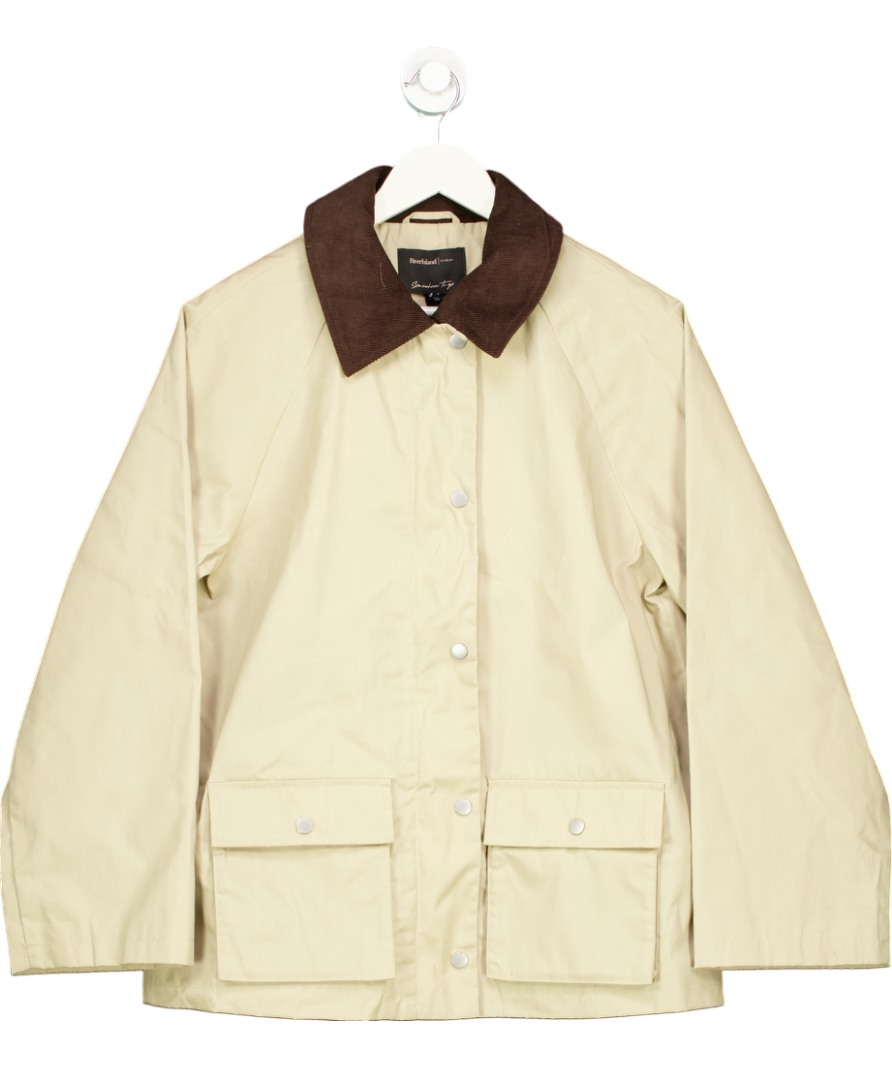 River Island Cream Long Line Barn Jacket UK 10